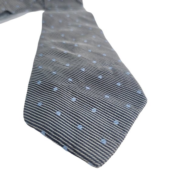 TOMMY HILFIGER Gray Baby Blue Pin Stripe Business Casual Career Men's Tie - Picture 5 of 5